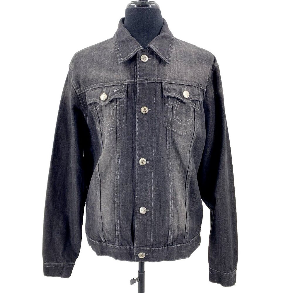 NWT True Religion Denim Jacket Jimmy 1971 Western Mens XXL Black Jeans MSRP $382